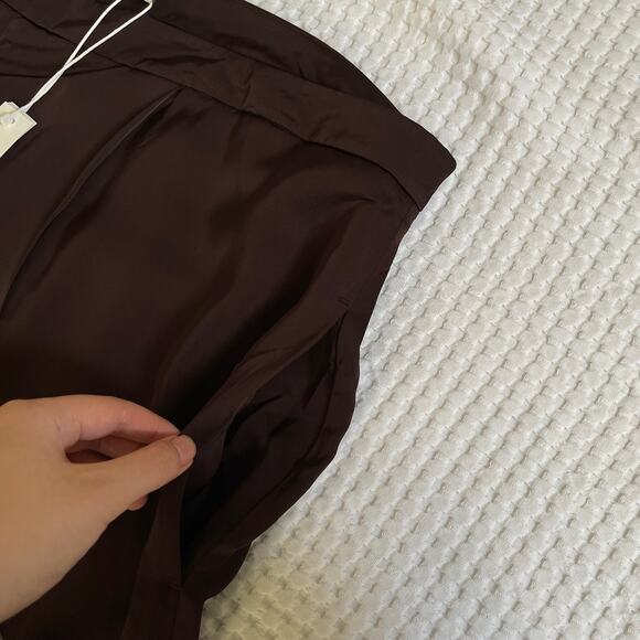 NWT Vince Brown Satin Pleat Front Wide Leg Trousers (Size 20) - Picture 9 of 12